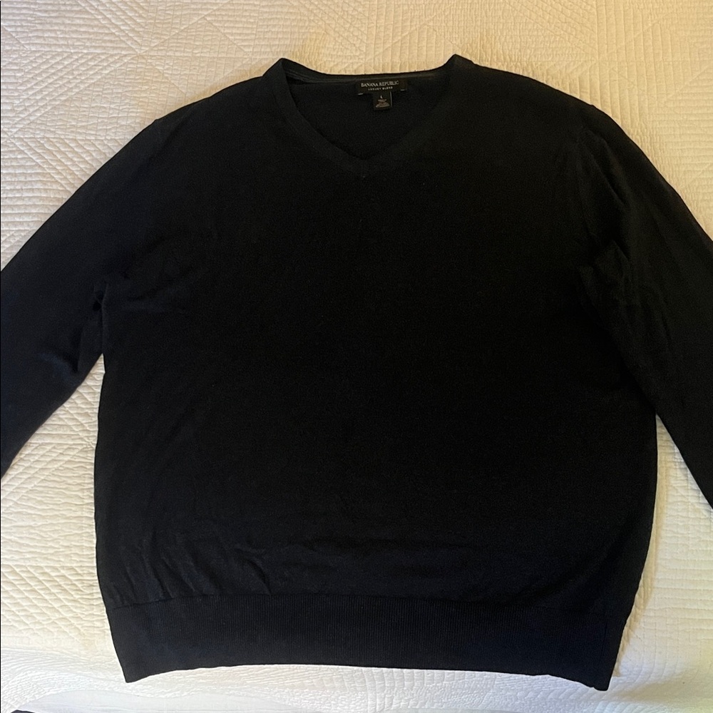 Banana Republic Luxury Blend Men's Dark Navy V-Neck Sweater